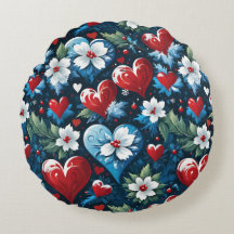 Blommigt Julhjärtan i Red Blue och Grönt