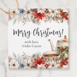 Blommigt julte Julfest Gåvor Etiketter