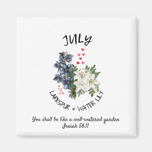 Blommigt JULY Birth Month Flower Anpassningsbar Ch Magnet