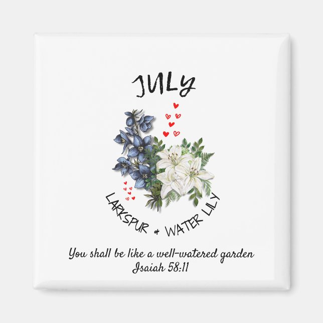 Blommigt JULY Birth Month Flower Anpassningsbar Ch Magnet (Framsidan)
