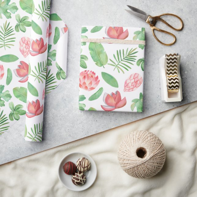 Blommigt Jungle Safari Baby Shower Tropical Blommi Presentpapper (Hantverk)