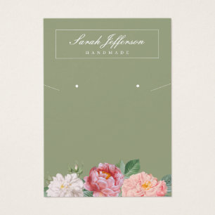 Blommigt Juvelry Visning Elegant Sage Grönt Card Visitkort