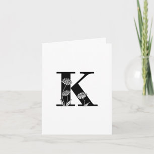 Blommigt K Monogram på vitanteckningskort Anteckningskort