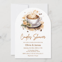 Blommigt Kaffe Bröllop Par Möhippa Inbjudningar