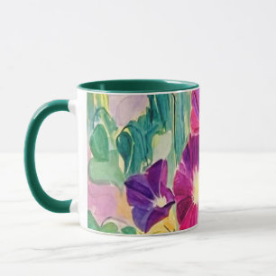 Blommigt Kaffe med färgad vattenfärg Morgonglasyr Mugg