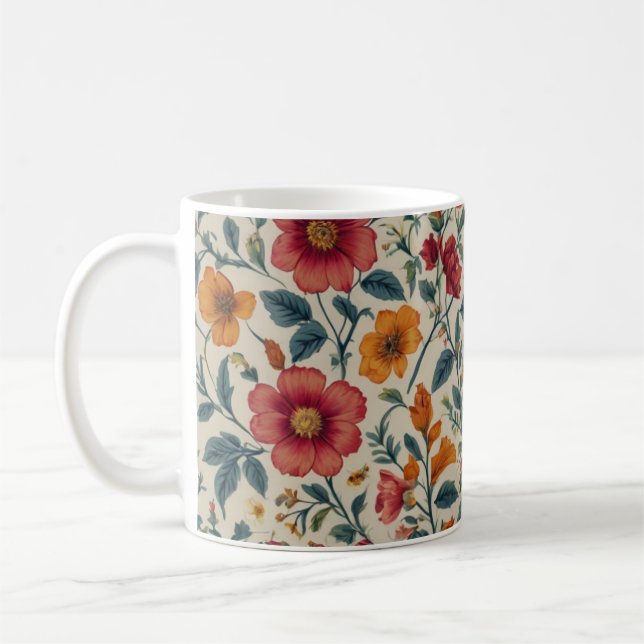 blommigt kaffe mugg (Vänster)