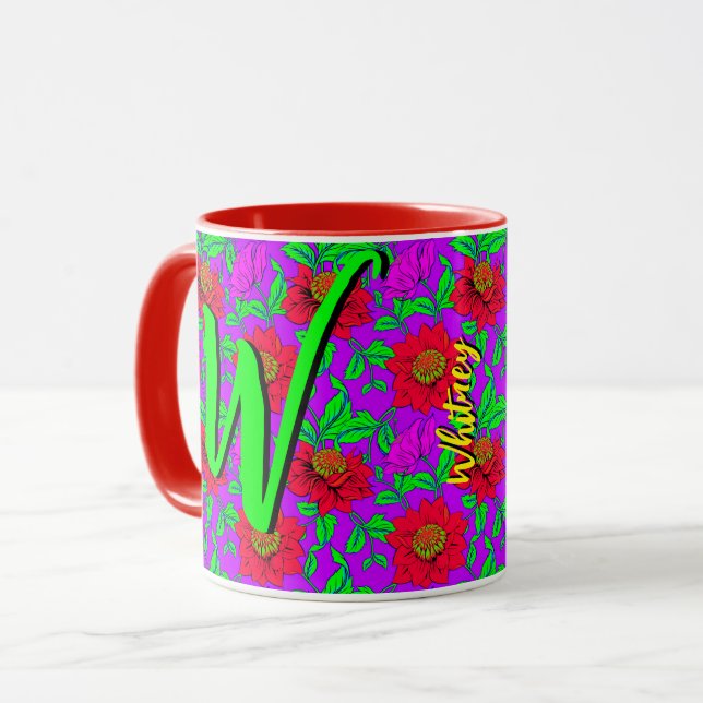 Blommigt Kaffe Mugg med vacker blommor (Framsida vänster)