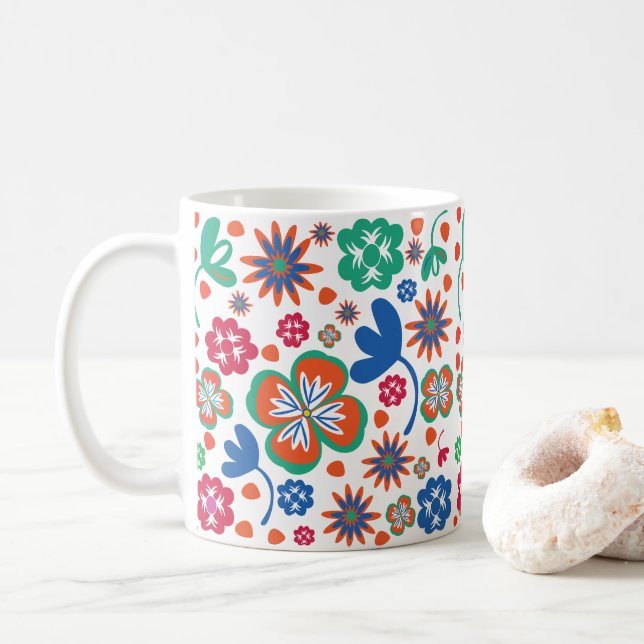 Blommigt Kaffemugg (Med munk)