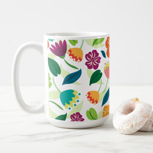 Blommigt Kaffemugg (Med munk)