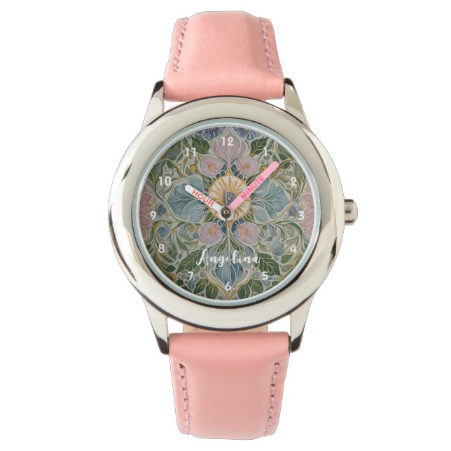 Blommigt Kaleidoscope Personlig Armbandsur (Framsida)