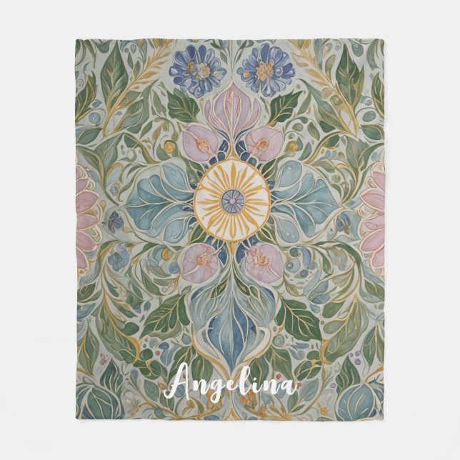 Blommigt Kaleidoscope Personlig Fleecefilt (Framsidan)