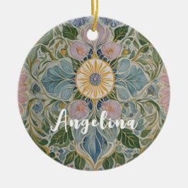 Blommigt Kaleidoscope Personlig Julgransprydnad Keramik