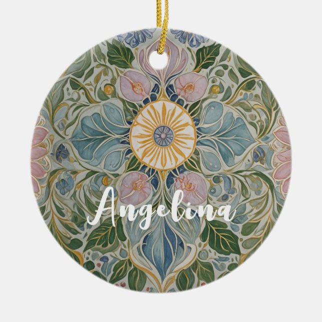 Blommigt Kaleidoscope Personlig Julgransprydnad Keramik (Framsidan)