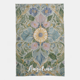 Blommigt Kaleidoscope Personlig Kökshandduk