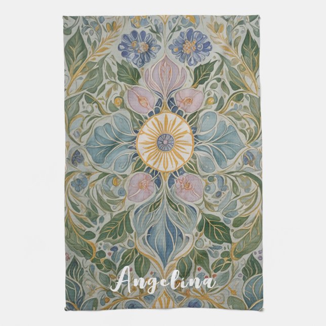 Blommigt Kaleidoscope Personlig Kökshandduk (Vertikal)