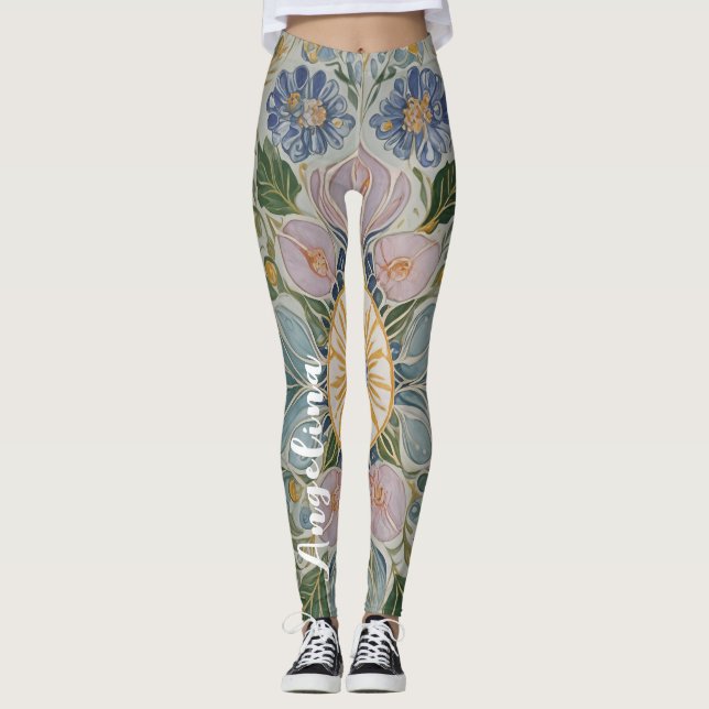 Blommigt Kaleidoscope Personlig Leggings (Framsida)
