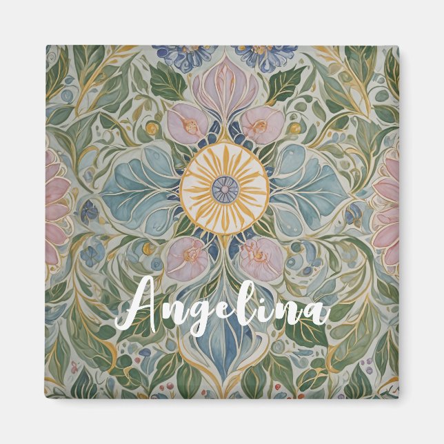 Blommigt Kaleidoscope Personlig Magnet (Framsidan)