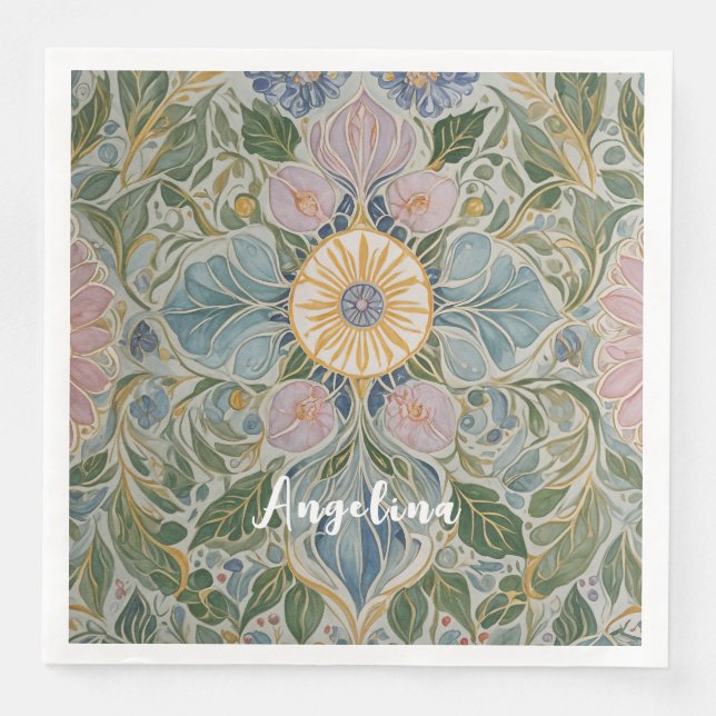 Blommigt Kaleidoscope Personlig Pappersservett (Framsida)