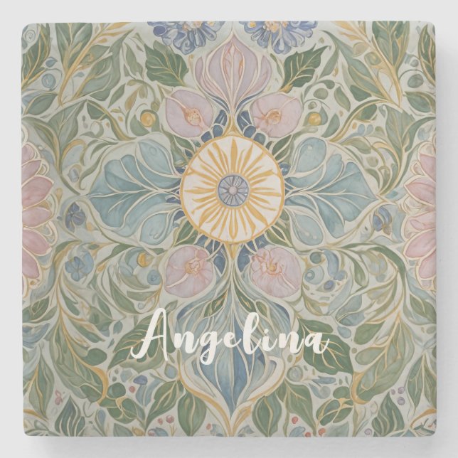 Blommigt Kaleidoscope Personlig Stenunderlägg (Framsidan)