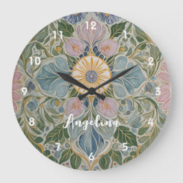 Blommigt Kaleidoscope Personlig Stor Klocka