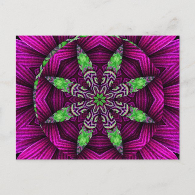 Blommigt Kaleidoscopic Mandala-vykort Vykort (Framsida)