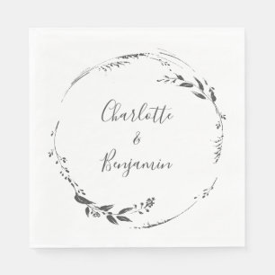 Blommigt Kalligrafi Personligt bröllp White Pappersservett