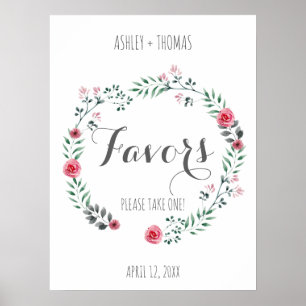 Blommigt-kalligraftecken för FAVORS-Bröllop Poster