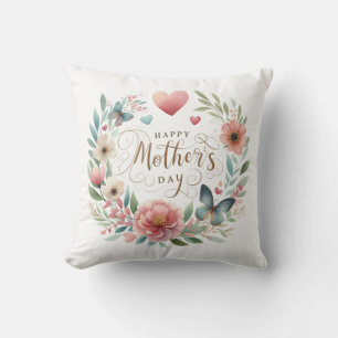Blommigt Kand med Butterfly Lycklig Mors dag Kudde