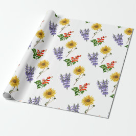 Blommigt Kardinal Flower Lavender Solros Mönster Presentpapper
