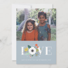 Blommigt Kärlek Alla hjärtans dagskort - Dusty Blu