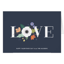 Blommigt Kärlek Alla hjärtans dagskort - midnatt Hälsningskort