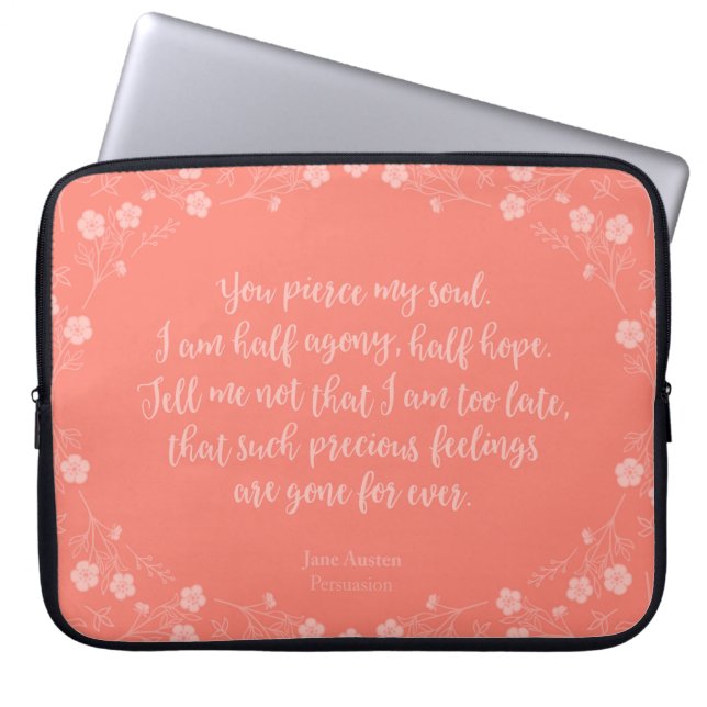 Blommigt Kärlek Brev citat Persuasion Jane Austen Laptop Sleeve (Framsidan)
