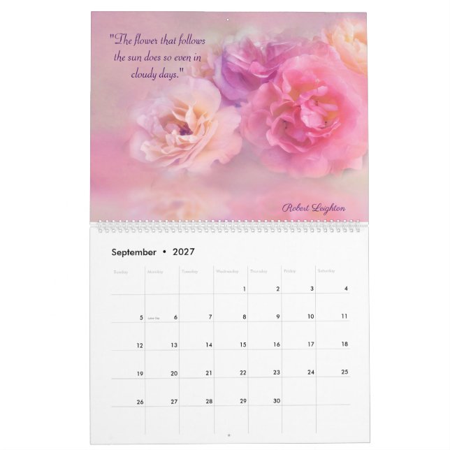 Blommigt Kärlek citattecken 2023 Kalender (Sep 2027)