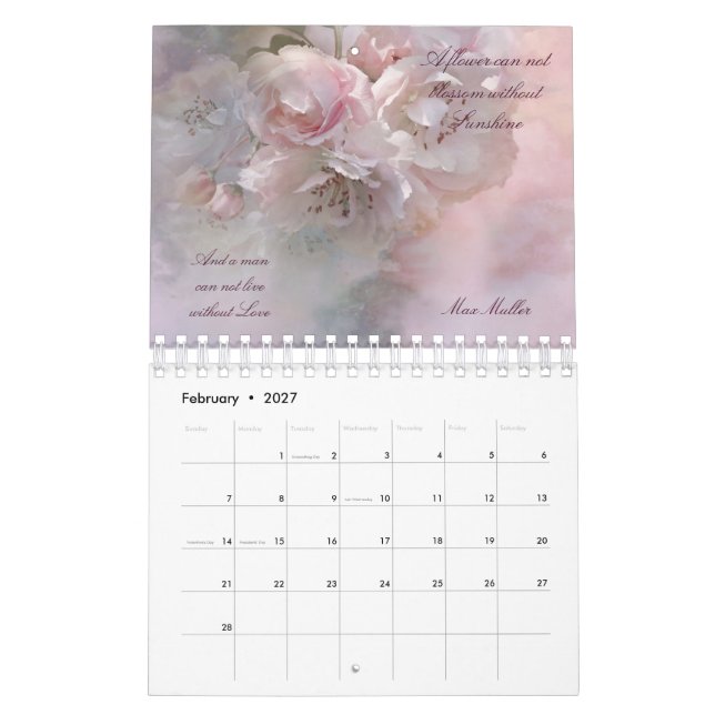 Blommigt Kärlek citattecken 2023 Kalender (Feb 2027)