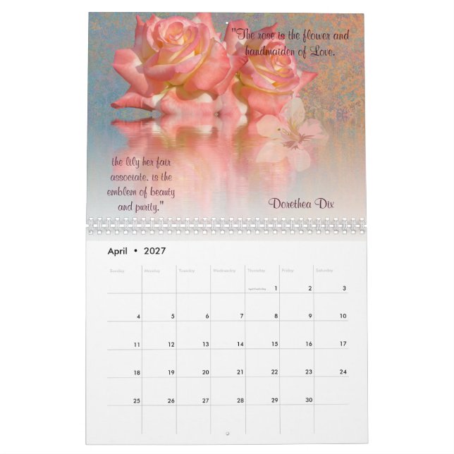 Blommigt Kärlek citattecken 2023 Kalender (Apr 2027)