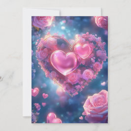 Blommigt Kärlek Heart: Rosa ros bröllopsinbjudan" Inbjudningar