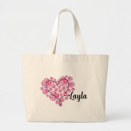 Blommigt Kärlek Heart Tote Bag Jumbo Tygkasse