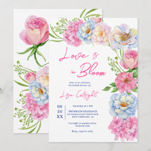 Blommigt Kärlek i blommande rosa sommartid möhippa Inbjudningar