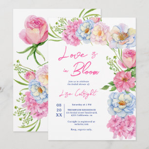 Blommigt Kärlek i blommande rosa sommartid möhippa Inbjudningar