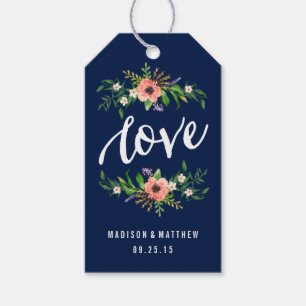 Blommigt Kärlek i flottan Bröllop Gift-Märkre Presentetikett