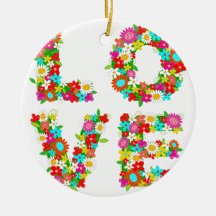 blommigt kärlek julgransprydnad keramik