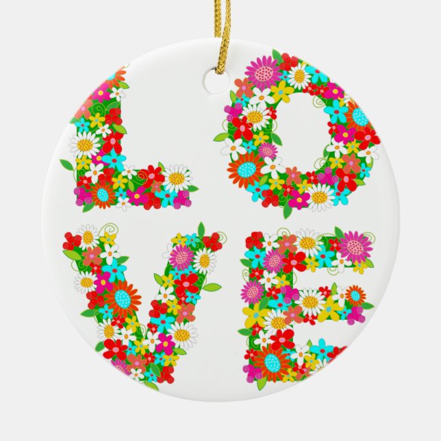 blommigt kärlek julgransprydnad keramik (Framsidan)