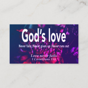 Blommigt KÄRLEK MISSLYCKAS ALDRIG Christian Script Visitkort