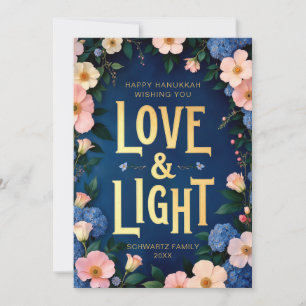 Blommigt Kärlek och Light Hanukkah Card Julkort