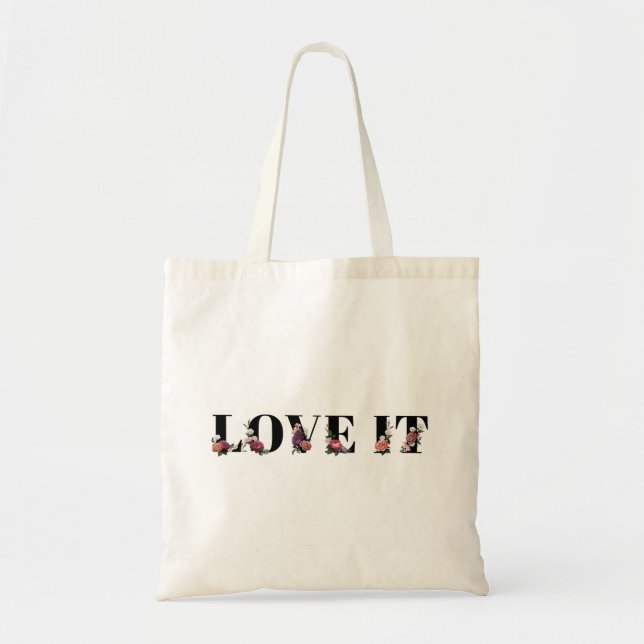 Blommigt kärlek: ord typografi inslag tygkasse (Framsidan)