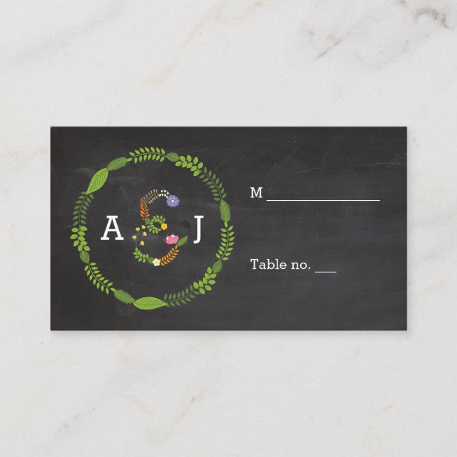 Blommigt KÄRLEK Rustic Bröllop Escort Placeringskort (Framsida)