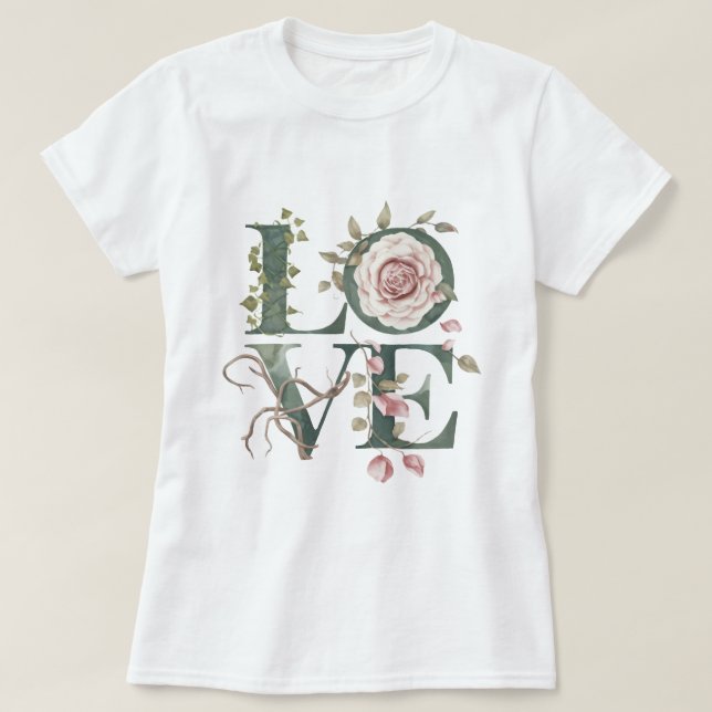 Blommigt Kärlek T Shirt (Design framsida)