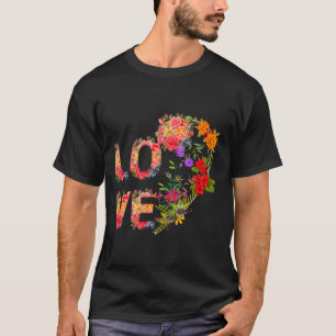 Blommigt Kärlek Typography Art - Romantic Flower D T Shirt