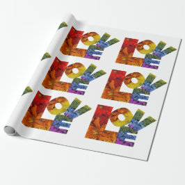 Blommigt Kärlek White Wrapping Papper Presentpapper