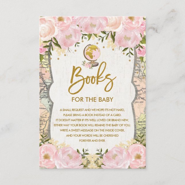 Blommigt Karta Travel Äventyr Bokar för Flicka Tilläggskort (Framsida)